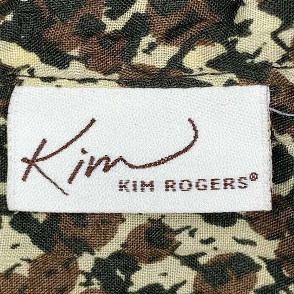 Kim Rogers Top Button Down Size M Brown Animal Print